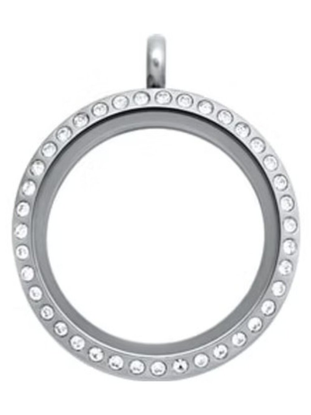 NIB Origami Owl LK1013 Large Silver with Crystals Hinged Living Locket Retired